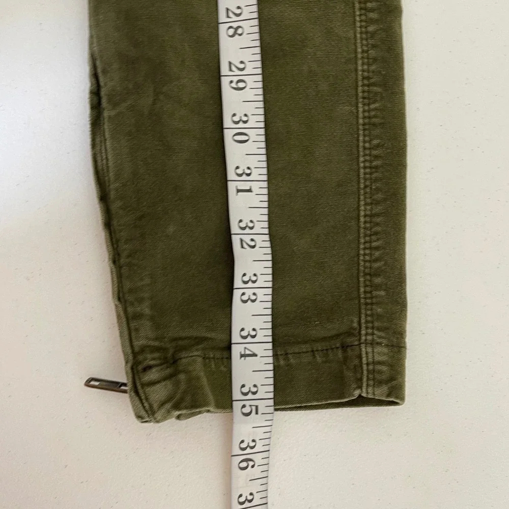 Free People Moto Corduroy Skinny‎ Pants Womens 26 Olive Green Ankle Zip Pocket